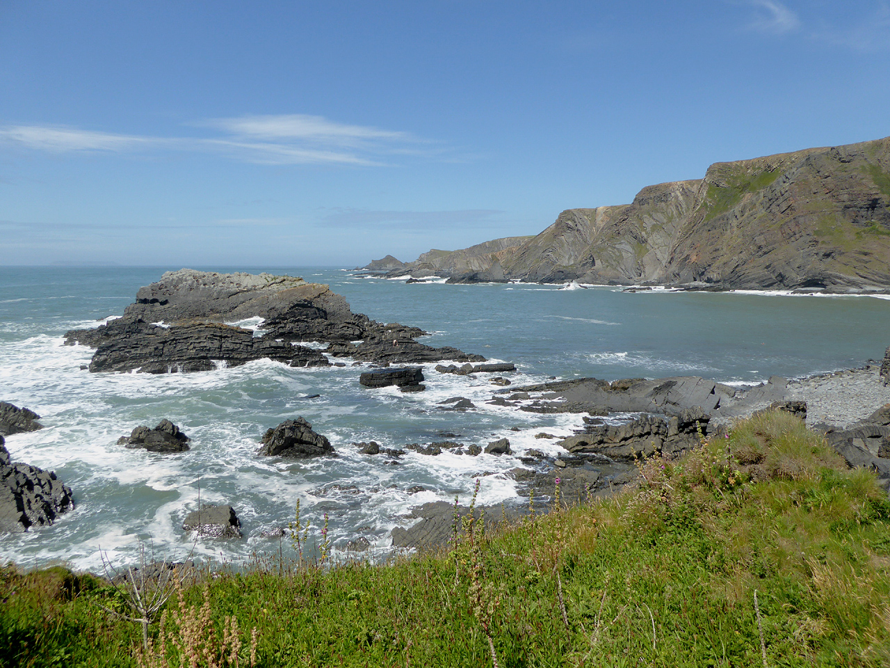 Rocky coast by Hartland Quay, Devon, on or beside the Hartland Quay to Bude Coast Path stage