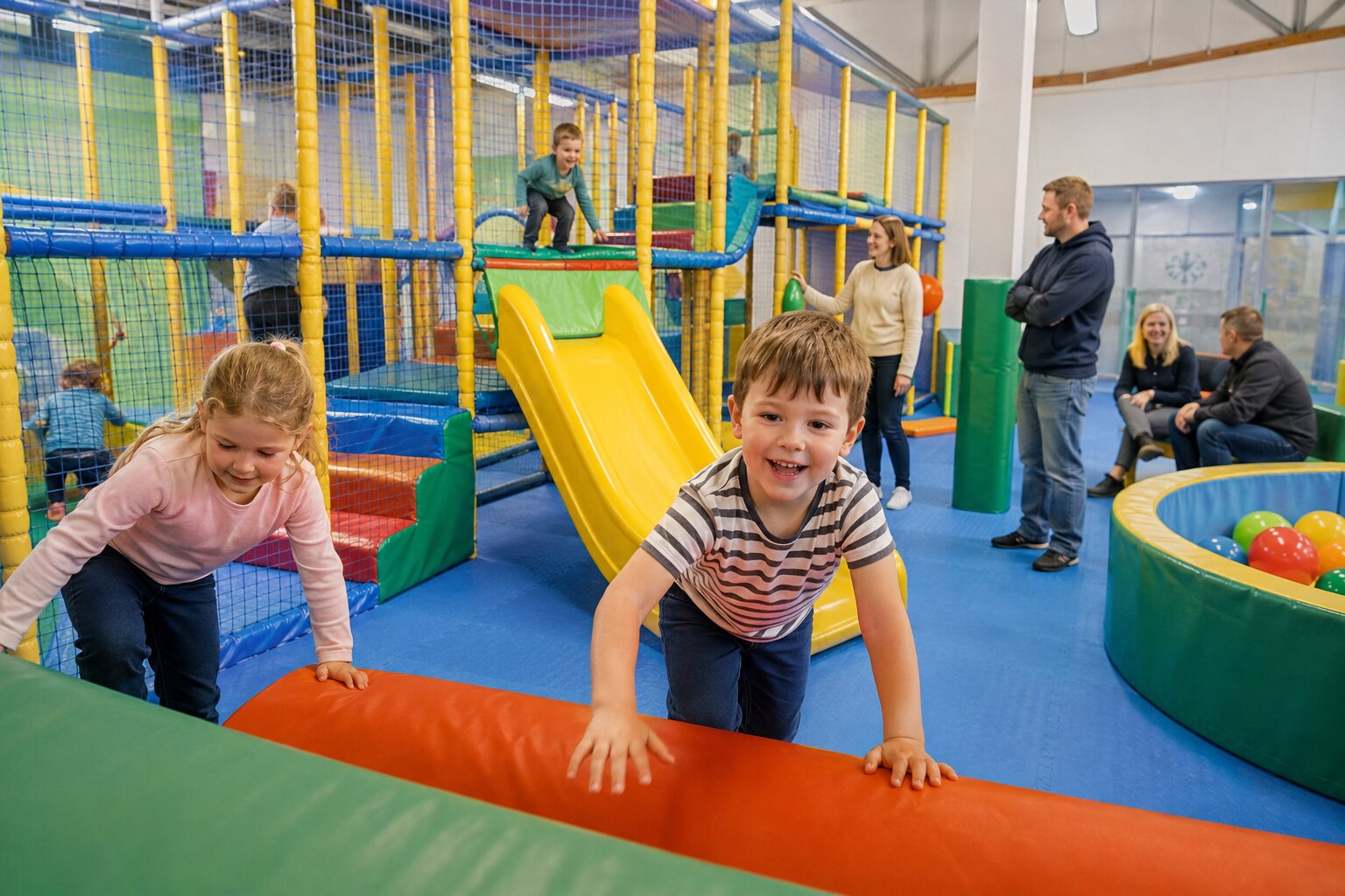 Children enjoying supervised indoor soft play in Bude