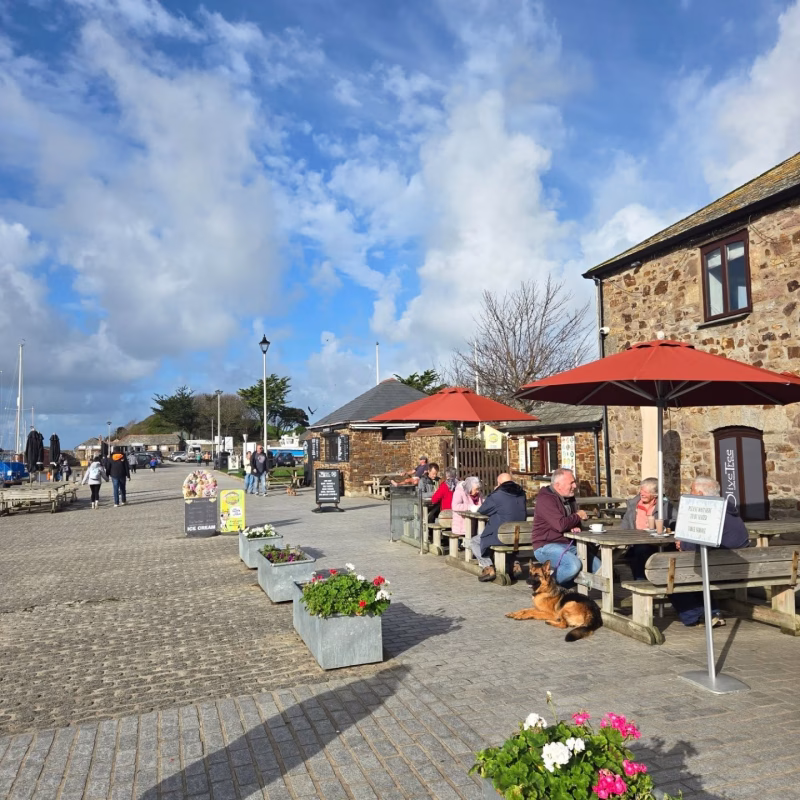 Food and canalside dining at Olive Tree in Bude