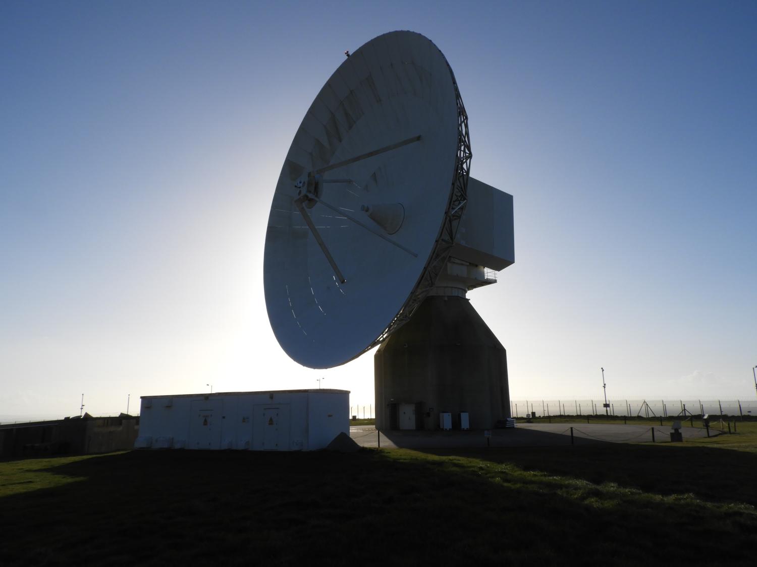 A distinctive satellite dish at GCHQ Bude