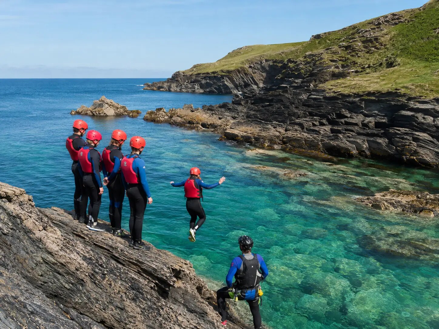 Guided coasteering on the North Cornwall coast
